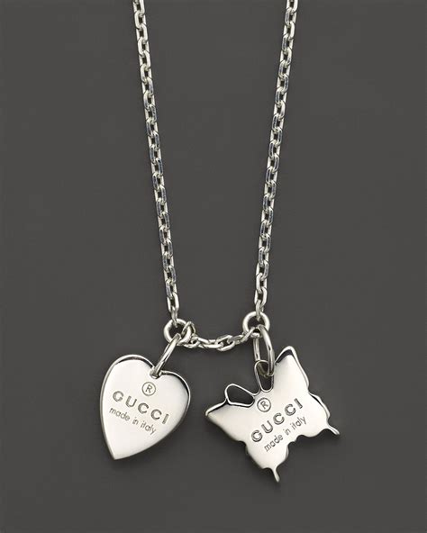 gucci silver butterfly and heart necklace|gucci heart bracelet with trademark.